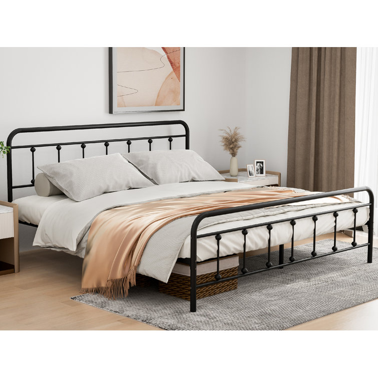 August Grove Ambermarie Metal King Size Platform Bed Frame with